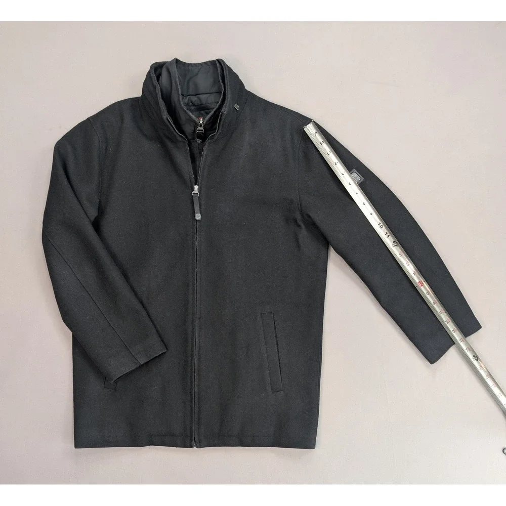 Tumi Tech Black Wool Blend Jacket Zip Insert Size S